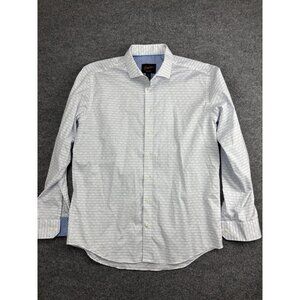 Egara Dress Shirt Mens XLT White Geometric Slim Fit Stretch Long Sleeve Non Iron